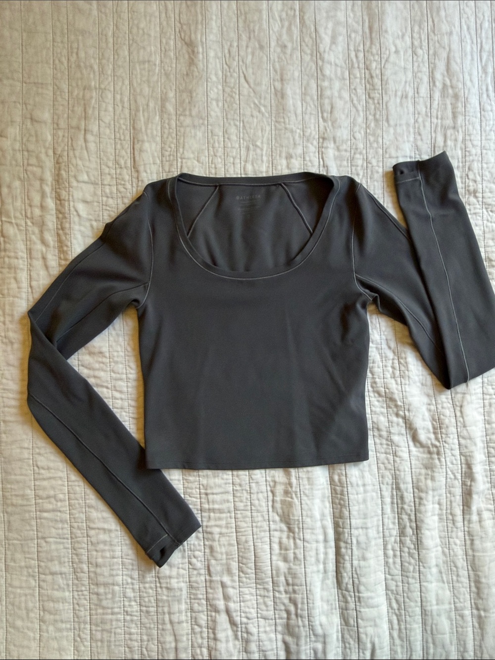 Athleta dark grey Long-Sleeve Scoop Crop Top